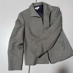 Talbots Black and White Houndstooth Jacket
